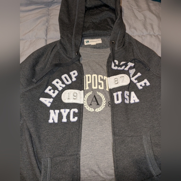 Aeropostale Womens Charcoal Gray Hoodie Size Small - Picture 1 of 2